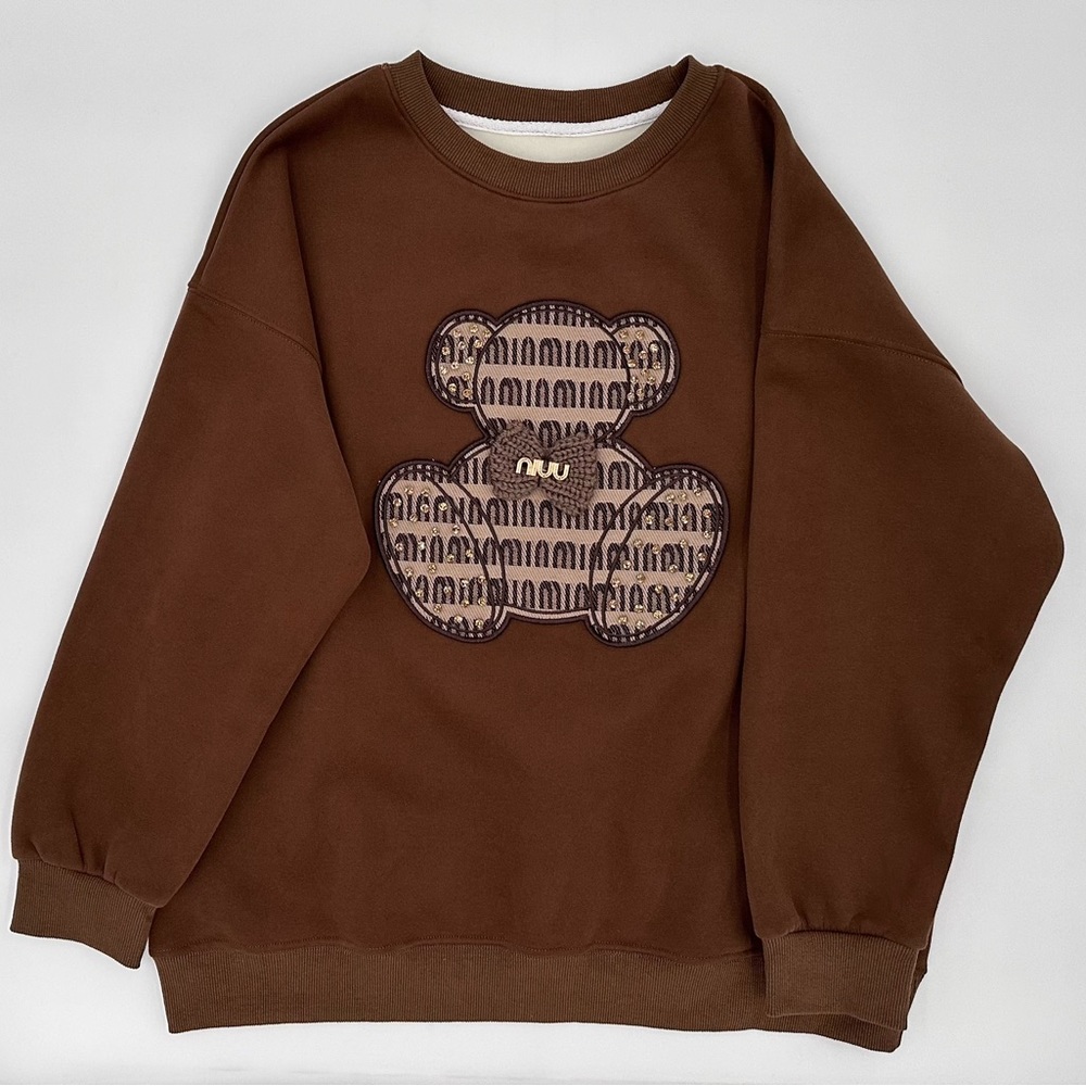 Sweatshirt Bear One Size Cute Valentine Day Gift Brown